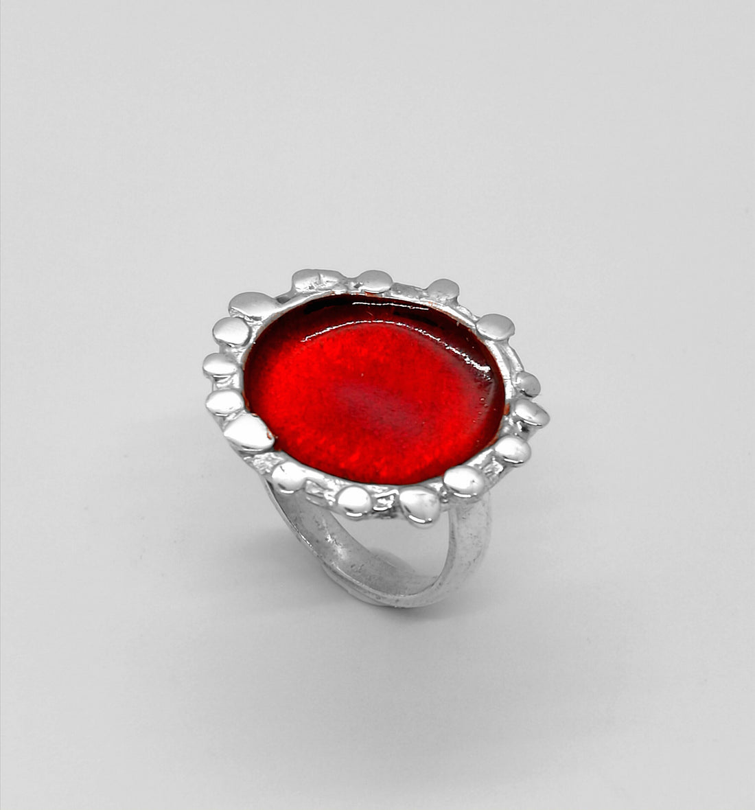 Anello Girasole Rosso | Molsaiwona Gioielli Artigianali