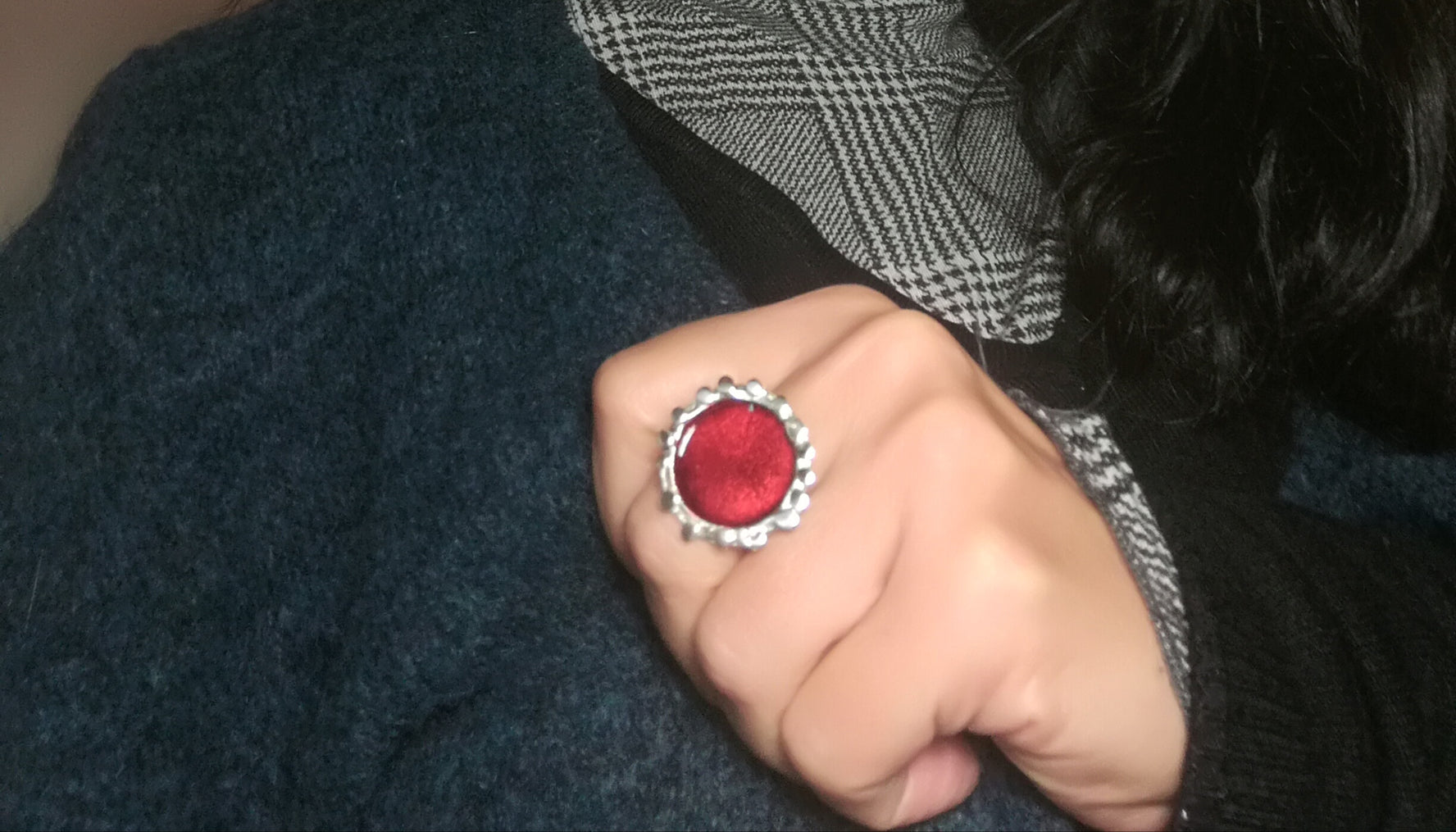 Anello Girasole Rosso | Molsaiwona Gioielli Artigianali